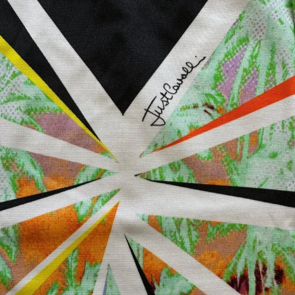 NWT Just Cavalli Bodycon Graphic Print Palm Tree Knee Length Dress Size 42 - Picture 4 of 13